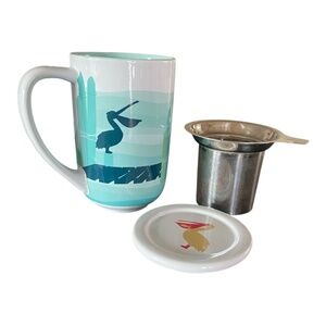 DAVIDsTEA, Nordic Mug, pelican, colour changing ceramic mug with strainer & lid